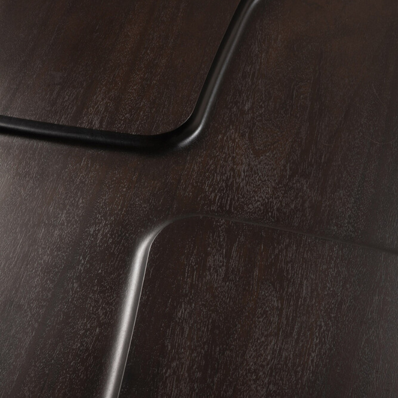 Brutalist Rectangular Coffee Table by Ethnicraft detail with mahogany solid wood texture.