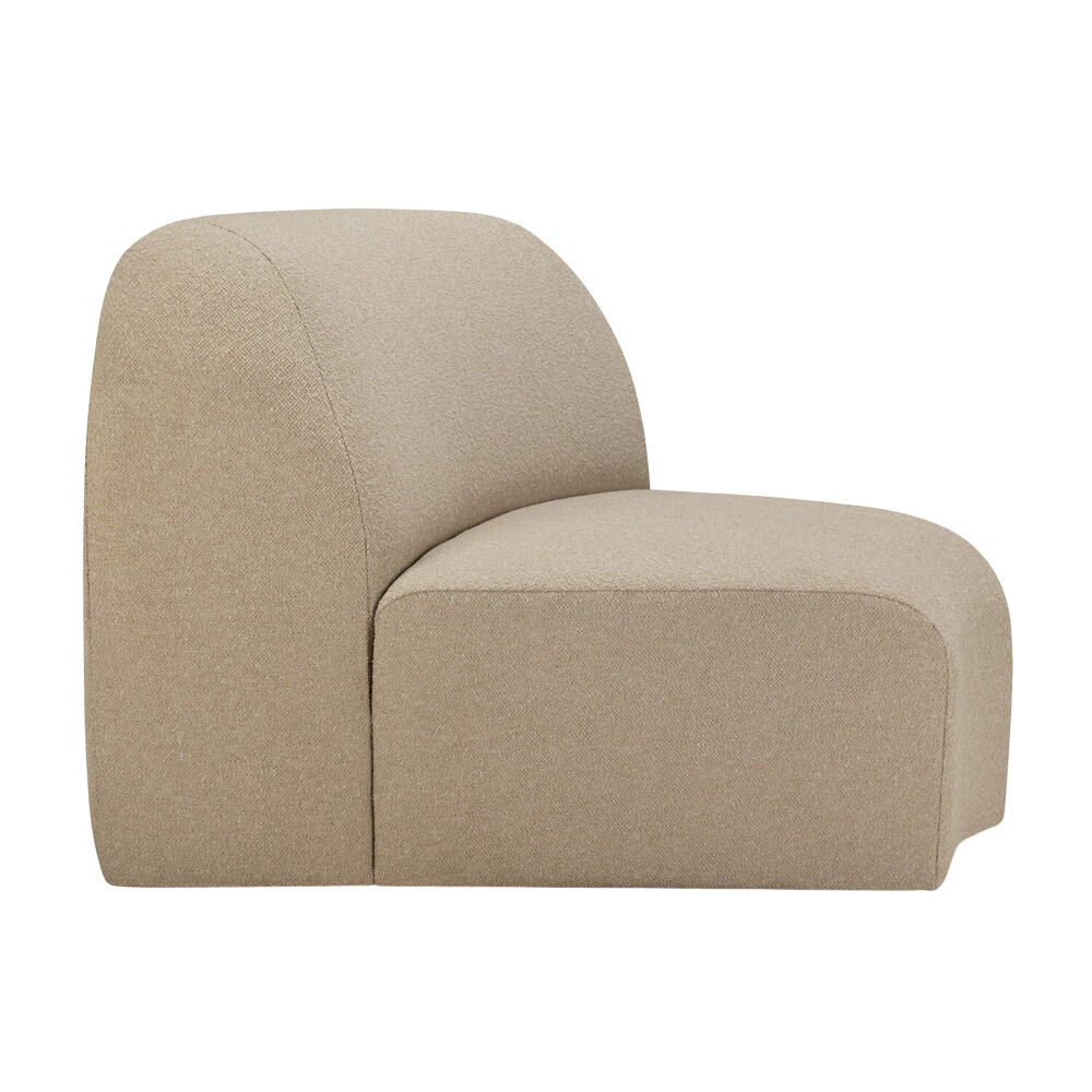 The Bulky Modular Sofa 45 Degrees Round Corner Almond from Ethnicraft with a side angle.