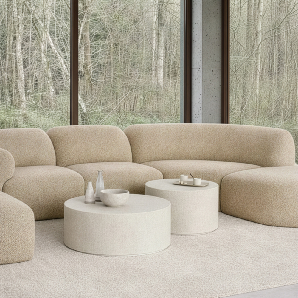 The Bulky Modular Sofa Set Almond Collection from Ethnicraft in a living room.