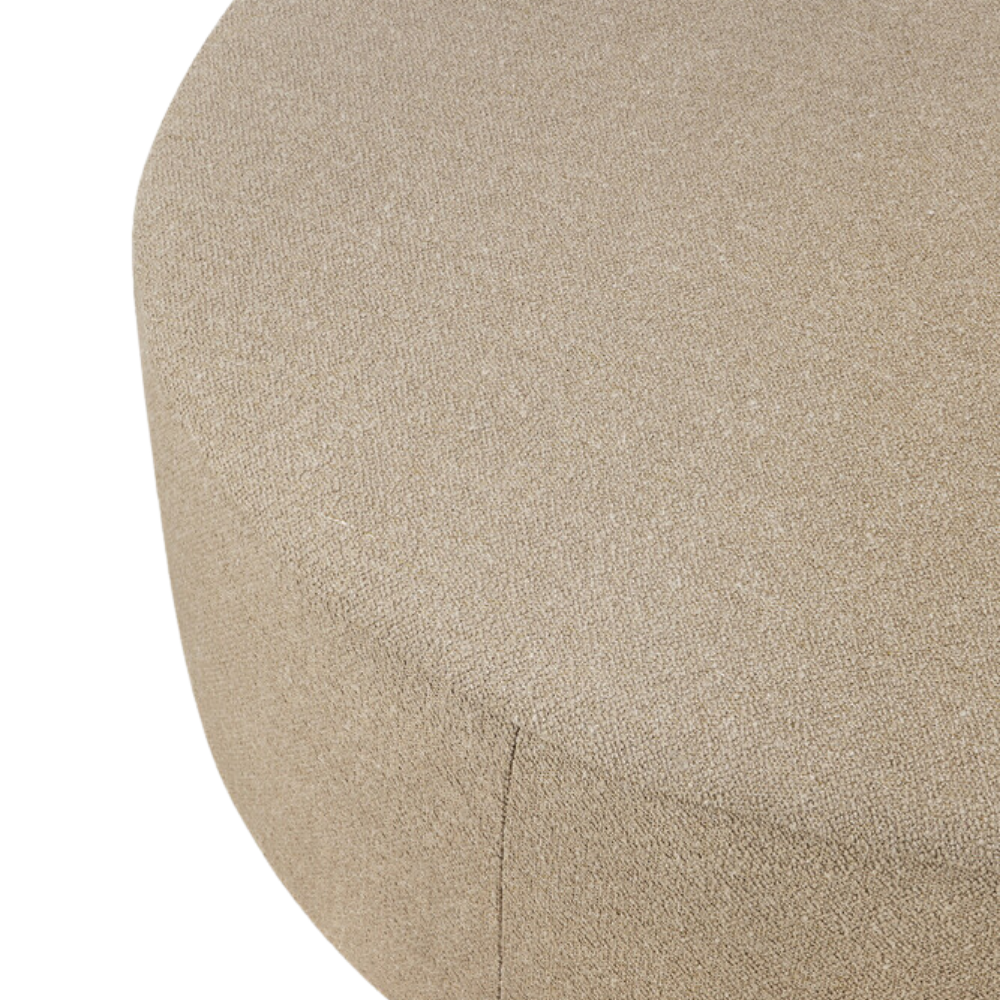 Detail of the round footrest of the Bulky Modular Sofa Set, Round 1-2 in Almond from Ethnicraft.