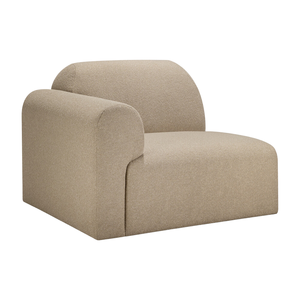 The Bulky Modular Sofa End Seater With L Arm Almond from Ethnicraft with a side angle.
