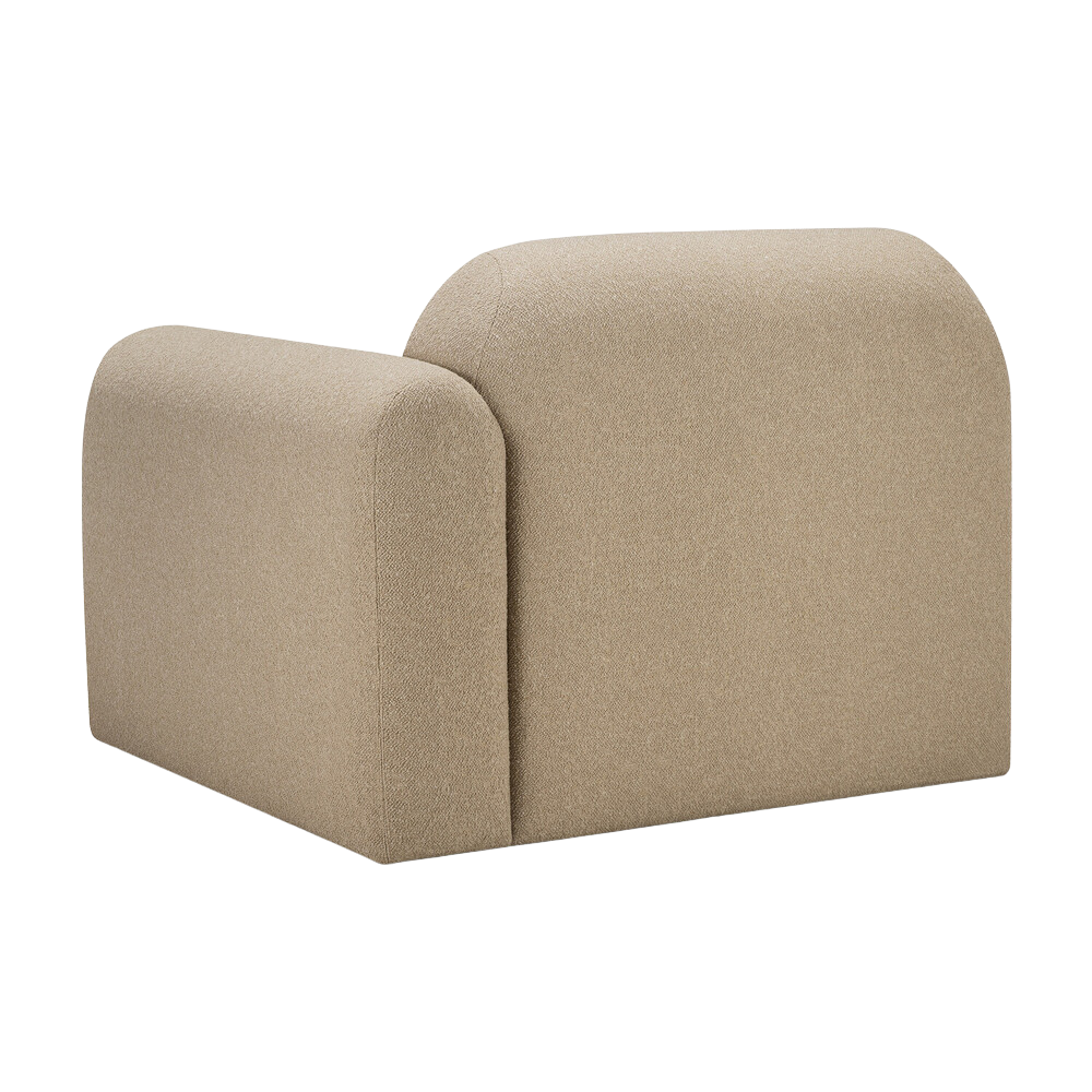 The Bulky Modular Sofa End Seater With R Arm Almond from Ethnicraft with a backside angle.