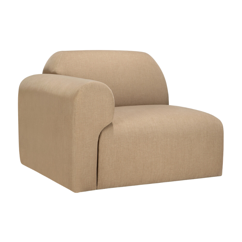 The Bulky Modular Sofa End Seater With R Arm by Ethnicraft from the side angle.