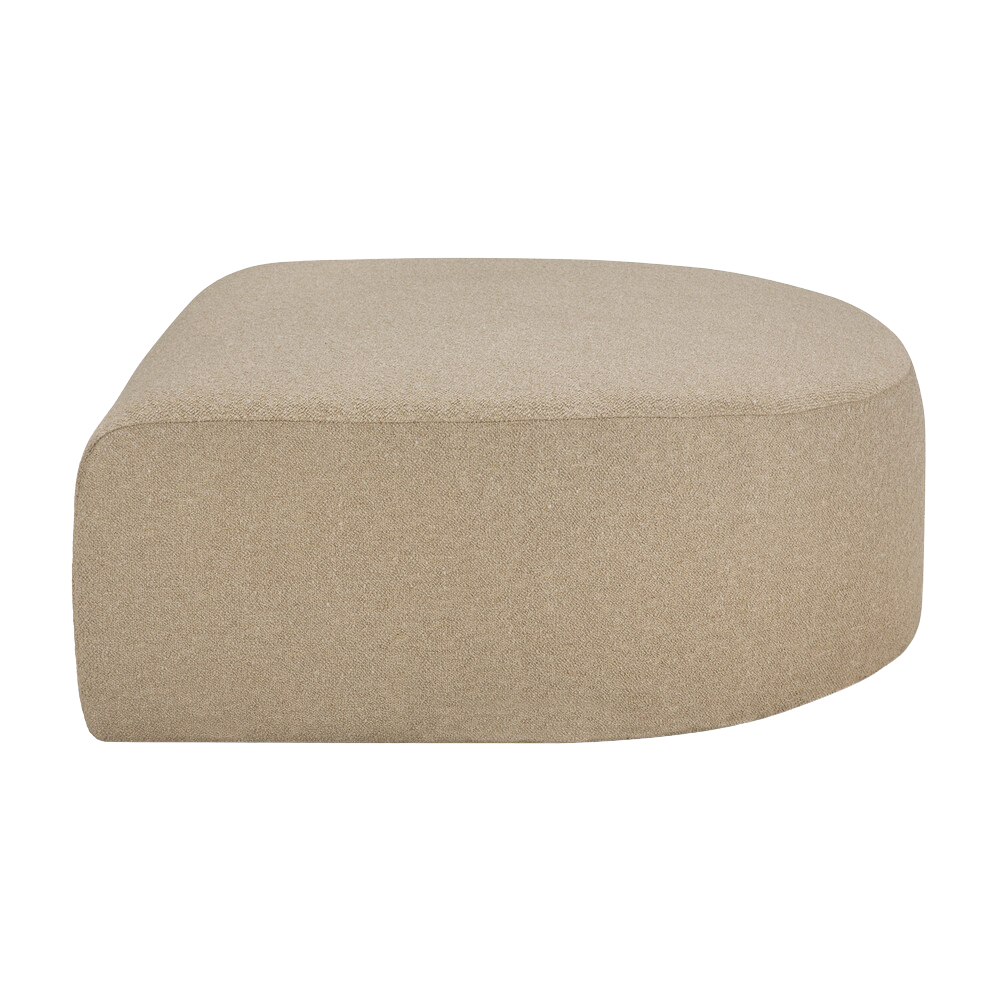 The Almond Bulky Semi-Circle Footstool from Ethnicraft with a side.
