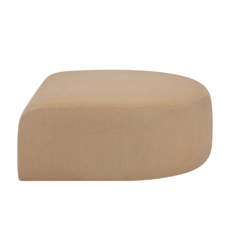 The Bulky Semi Circle Footstool by Ethnicraft from the side angle.