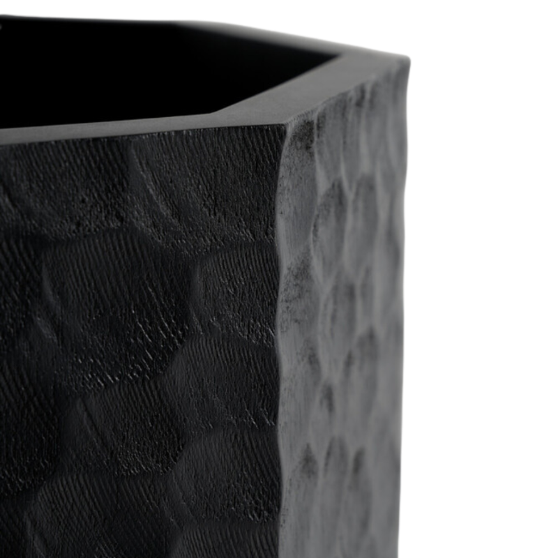 The Chopped Paper Basket from Ethnicraft with a close-up of the upper part of the basket.