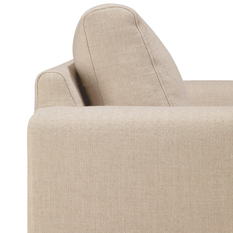 The Ease Lounge Chair by Ethnicraft from the armrest with cushion close-up.