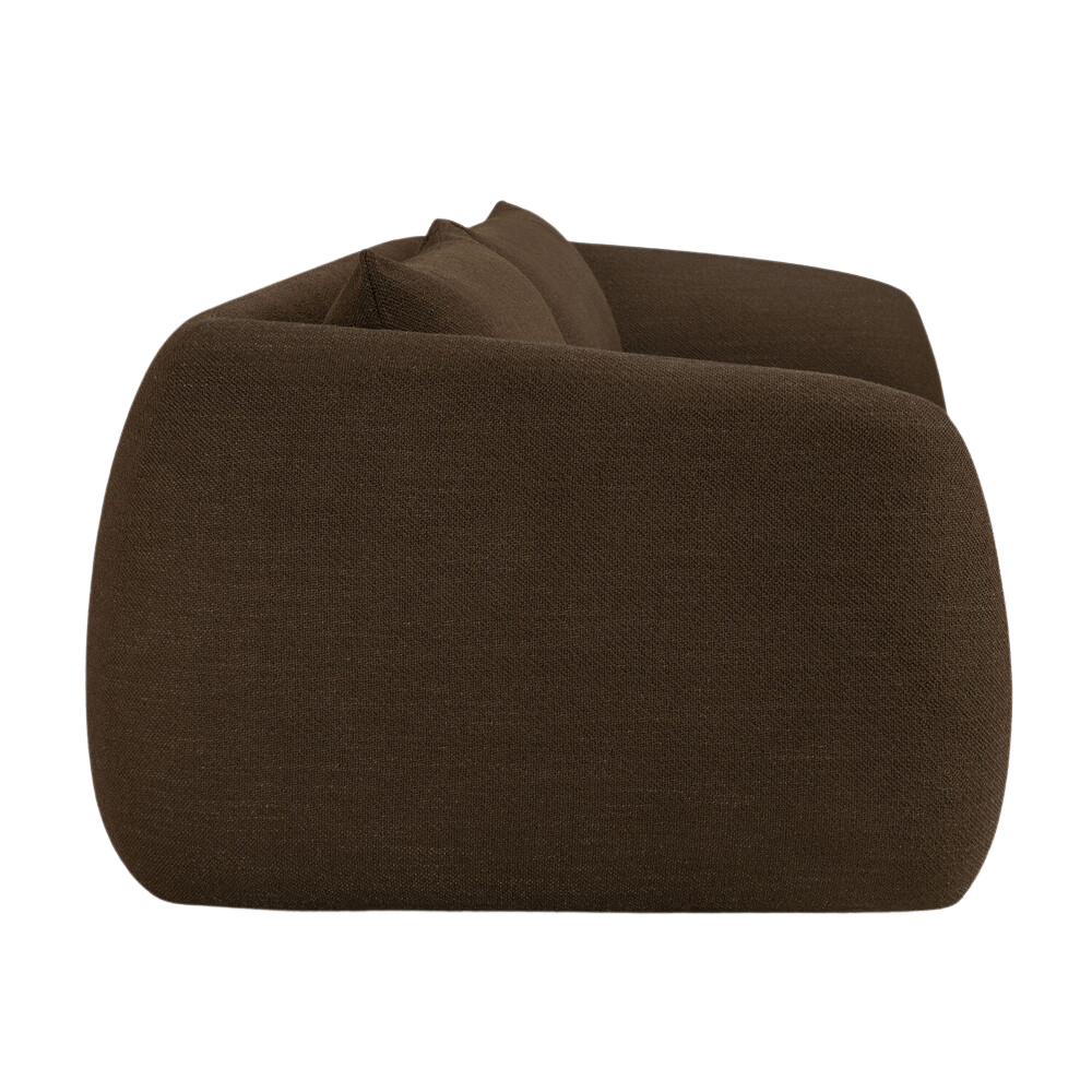 Profile view of the Figur Sofa by Ethnicraft 3-seater in Chocolate.