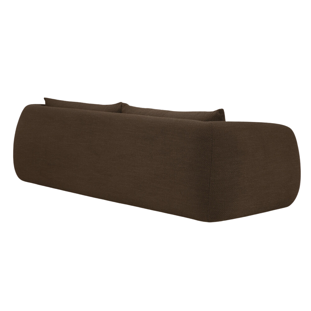 Rear view of the Figur Sofa by Ethnicraft 3-seater in Chocolate.