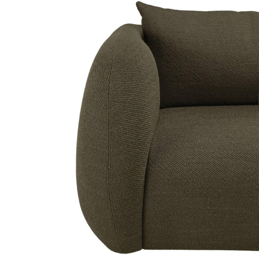 Detailed arm view of the Figur Sofa by Ethnicraft 3-seater in Eden.
