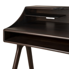 The Flow Desk by Ethnicraft in rose brown mahogany with a lot of space on the desk.