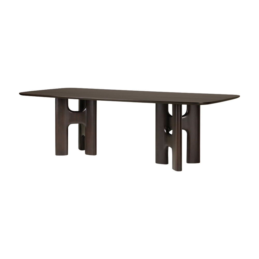The 98 inch Flow Dining Table from Ethnicraft at an angle.