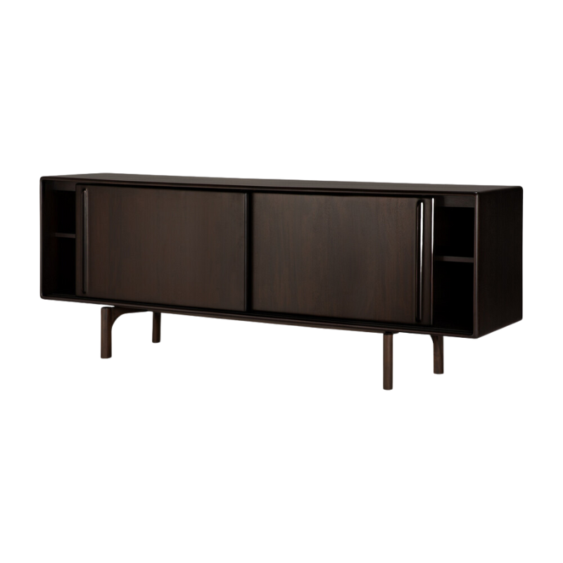The 88-inch Flow Sideboard by Ethnicraft with both doors open.