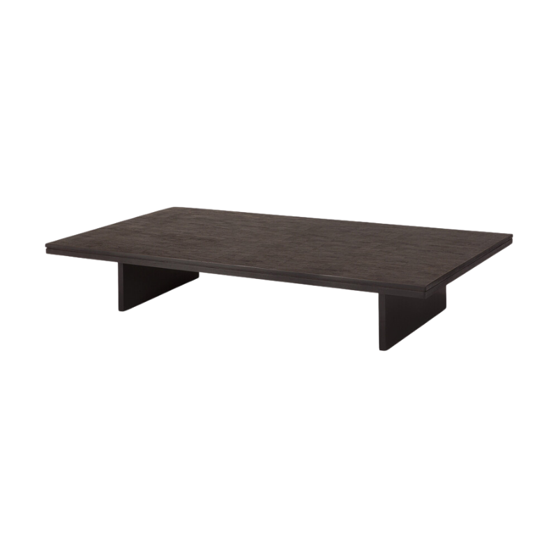 The Grooves Coffee Table 47 inches by Ethnicraft from the side angle.