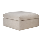 The Mellow Footstool Ivory from Ethnicraft from a corner point.
