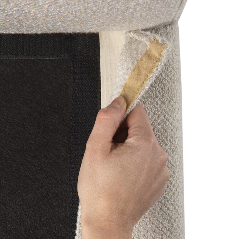 The Mellow Footstool Ivory from Ethnicraft with the removable covers.