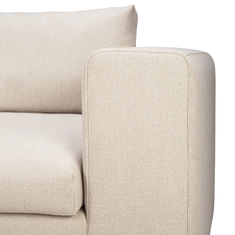 The Mellow Sofa Set, Square 2-3 Off White from Ethnicraft with a close-up of the armrest.