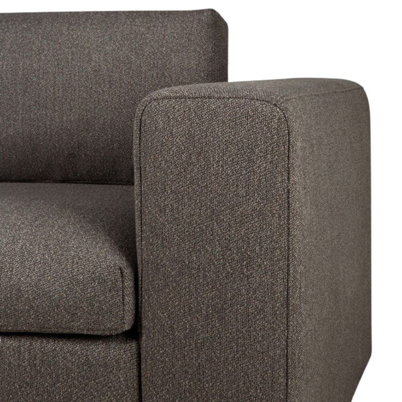 The Mellow Sofa Set, Square 2-3 Granite Left from Ethnicraft with a close-up of the armrest.