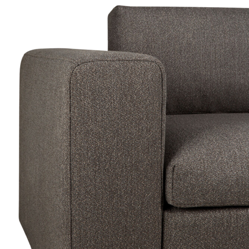 The Mellow Sofa Set, Square 2-3 Granite Right from Ethnicraft with a close-up of the armrest.