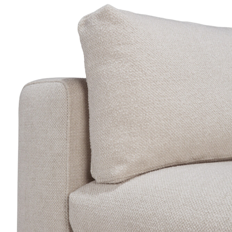 The Mellow Sofa Set, Square 2-3 Ivory, Left from Ethnicraft with a close-up of the armrest.