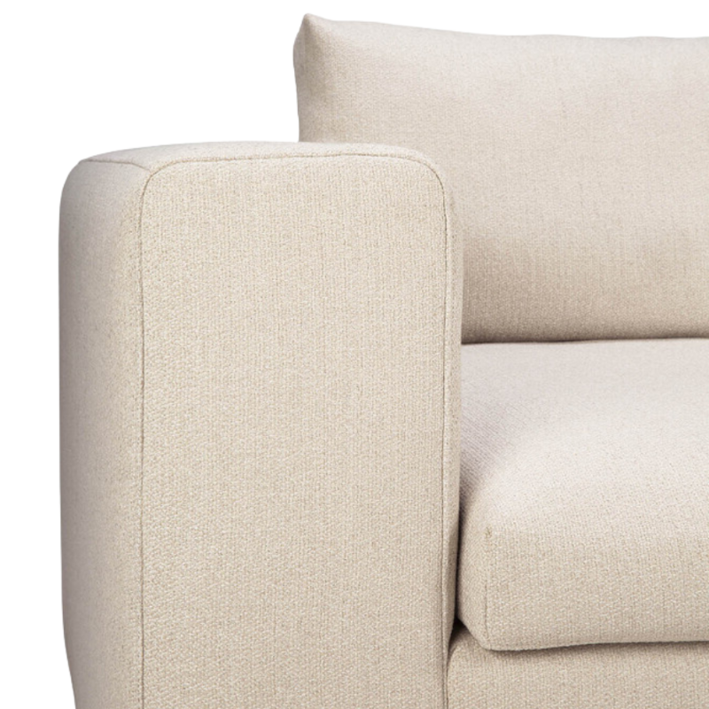 The Mellow Sofa Set, Square 2-3 Off White from Ethnicraft with a close-up of the armrest.