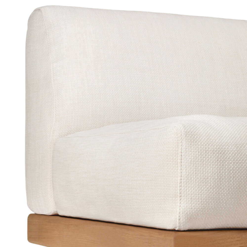 The Monocle Outdoor Modular Sofa 2-Seater from Ethnicraft with a cushion edge close up. all-groups