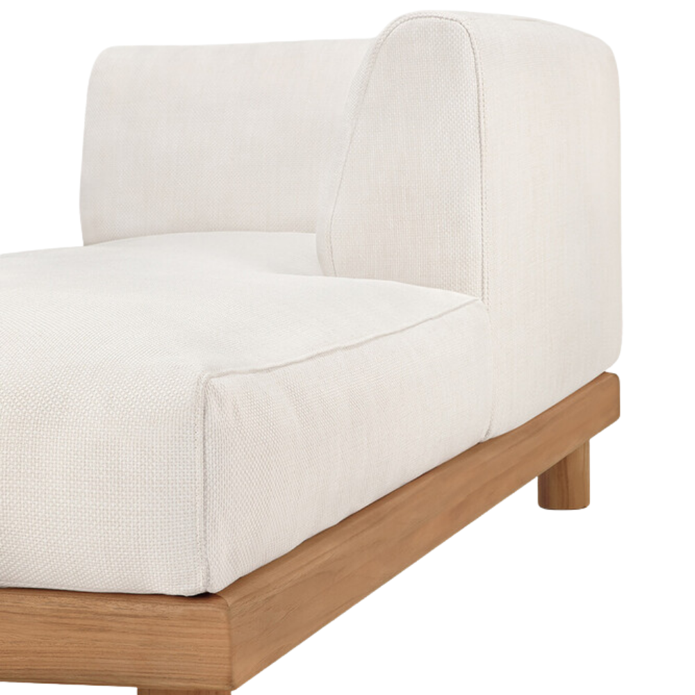 The Monocle Outdoor Modular Daybed Left from Ethnicraft with a edge close up,