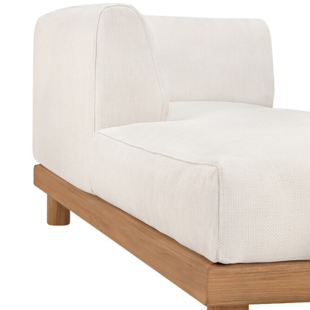 The Monocle Outdoor Modular Daybed Right from Ethnicraft with edge close up.