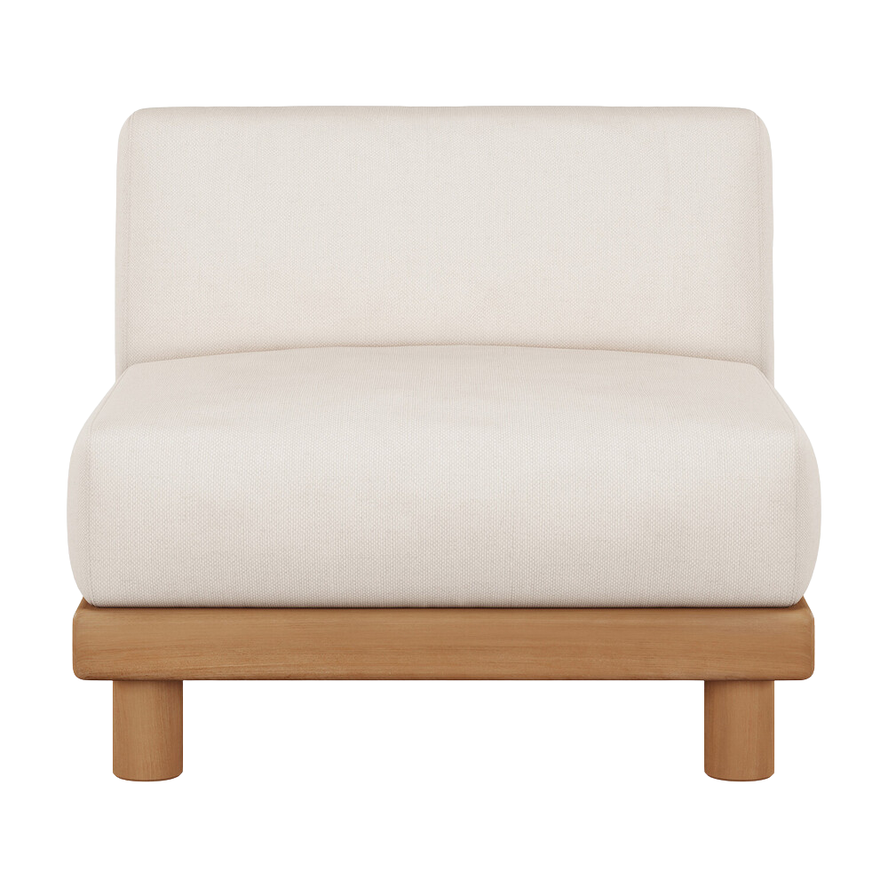 The Monocle Outdoor Modular Sofa 1-Seater from Ethnicraft with a front view.