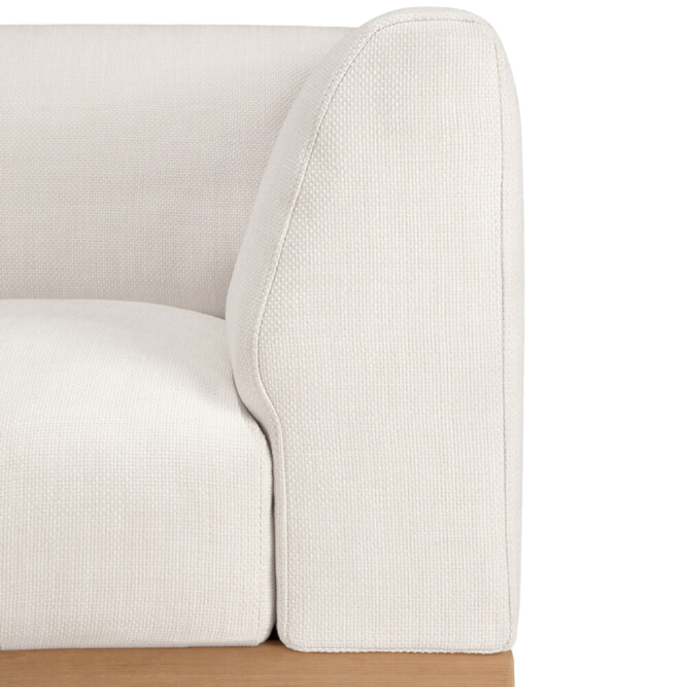The Monocle Outdoor Modular Sofa Left from Ethnicraft with an armrest close up.