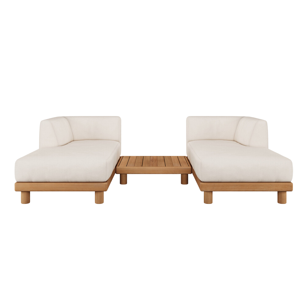 The Monocle Outdoor Sun Lounger Set with Table from Ethnicraft.