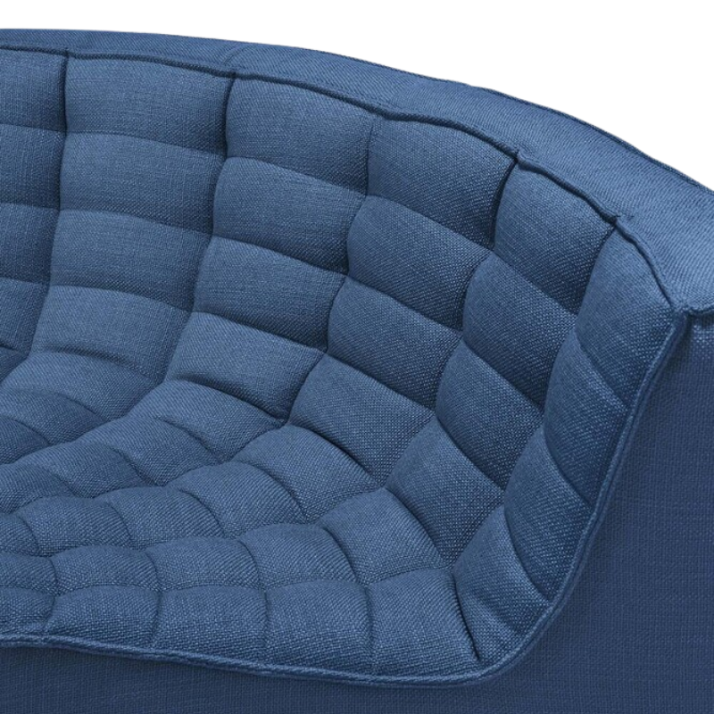 The N701 Modular Round Corner Sofa 1-2 from Ethnicraft, blue standard fabric with curved details. all-groups