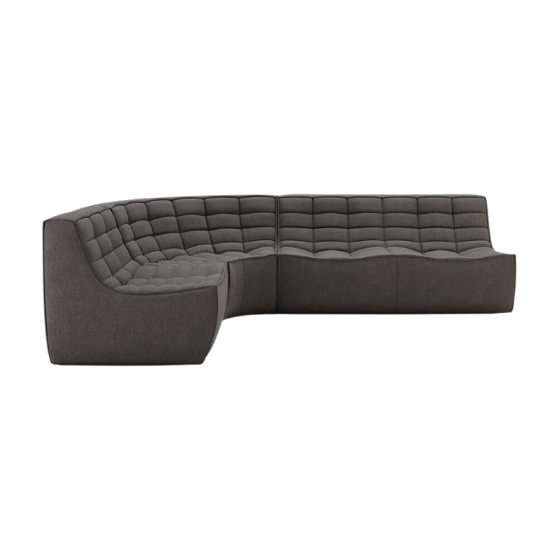 The N701 Modular Round Corner Sofa 1-2 Left from Ethnicraft in dark grey standard fabric.