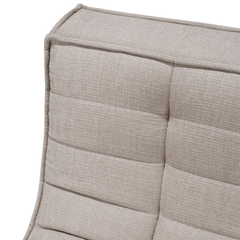 The N701 Modular Round Corner Sofa 1-2 from Ethnicraft in Ecru eco  fabric from the backrest close-up. all-groups