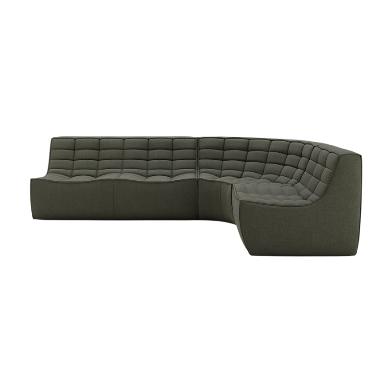The N701 Modular Round Corner Sofa 1-2 Right from Ethnicraft in Moss eco fabric.