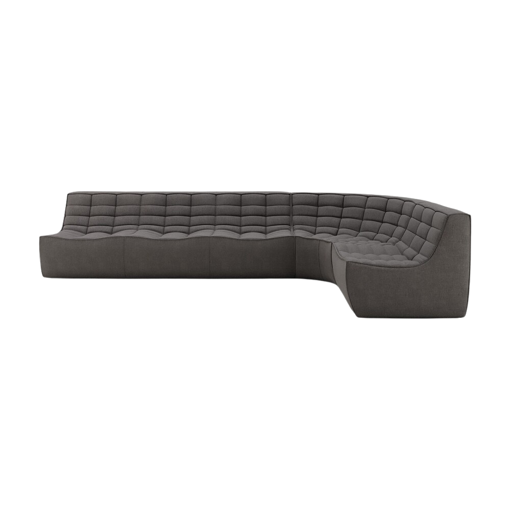The right lounger N701 Modular Round Corner Sofa 1-3 from Ethnicraft with dark gray standard fabric.