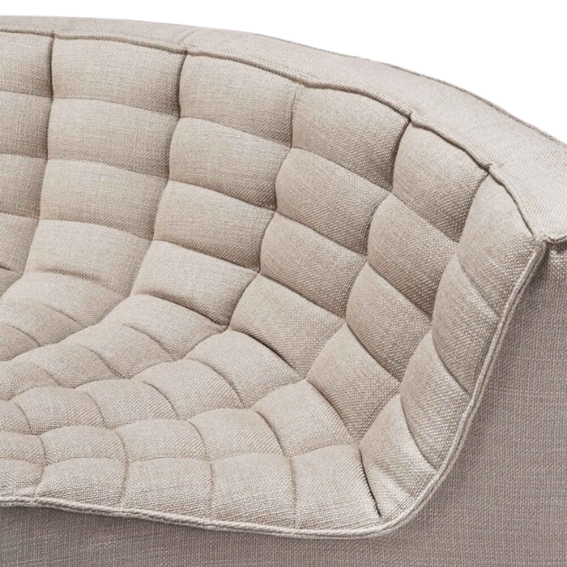 The N701 Modular Round Corner Sofa 2-3 from Ethnicraft in beige standard fabric round curve in details. all-groups