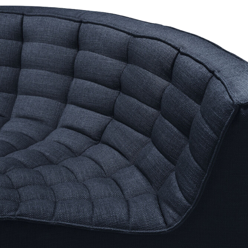 The N701 Modular Round Corner Sofa 2-3 from Ethnicraft in graphite eco fabric with a round curve in details. all-groups