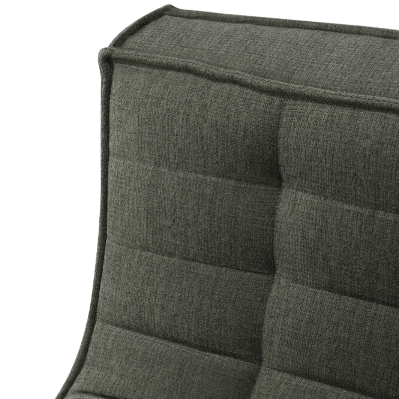 The N701 Modular Round Corner Sofa 2-3 from Ethnicraft in moss eco fabric top edge in detail. all-groups