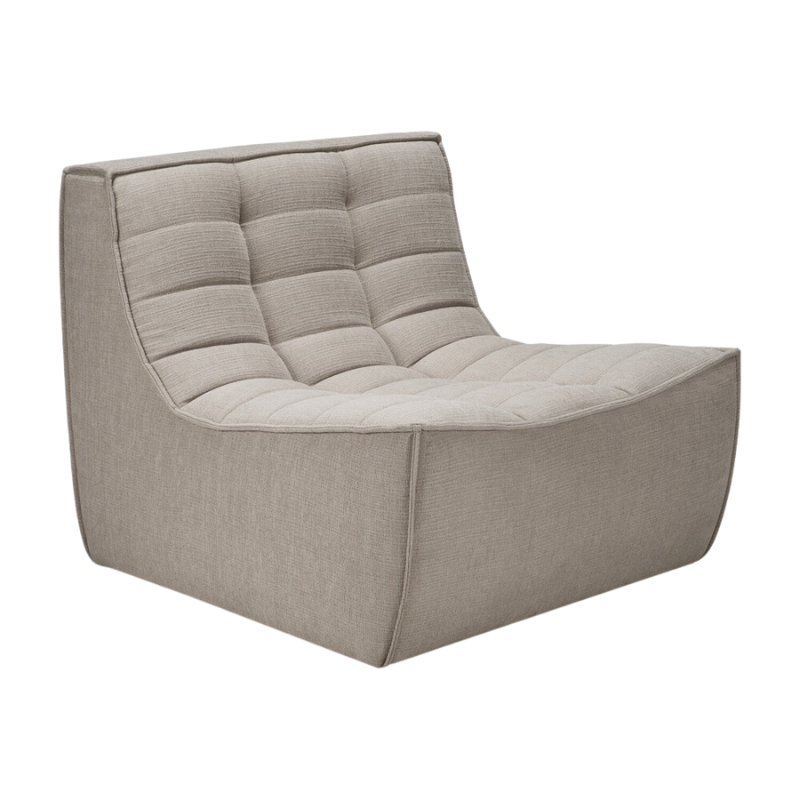 The one seater from the N701 Modular Sectional Sofa, Round 1-2 from Ethnicraft in Ecru eco fabric from an angle.
