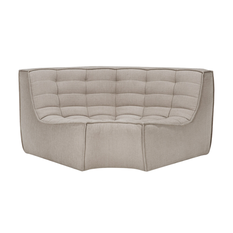 The round corner from the N701 Modular Sectional Sofa, Round 1-2 from Ethnicraft in Ecru eco fabric.