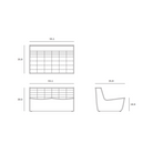 The two seater from the N701 Modular Sectional Sofa by Ethnicraft dimensions as a technical line drawing. all-groups