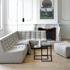 The N701 Modular Sectional Sofa, Square 1-2 from Ethnicraft in beige standard fabric in a living space.