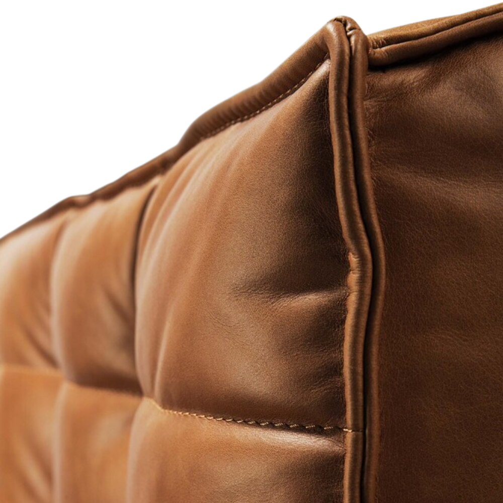 The N701 Modular Sofa from Ethnicraft with old saddle aniline leather focusing on the corner.