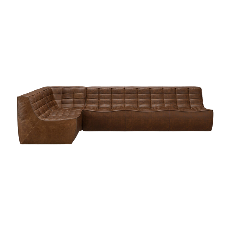 The N701 Modular Square Corner Sofa 1-3 Chestnut Left from Ethnicraft.