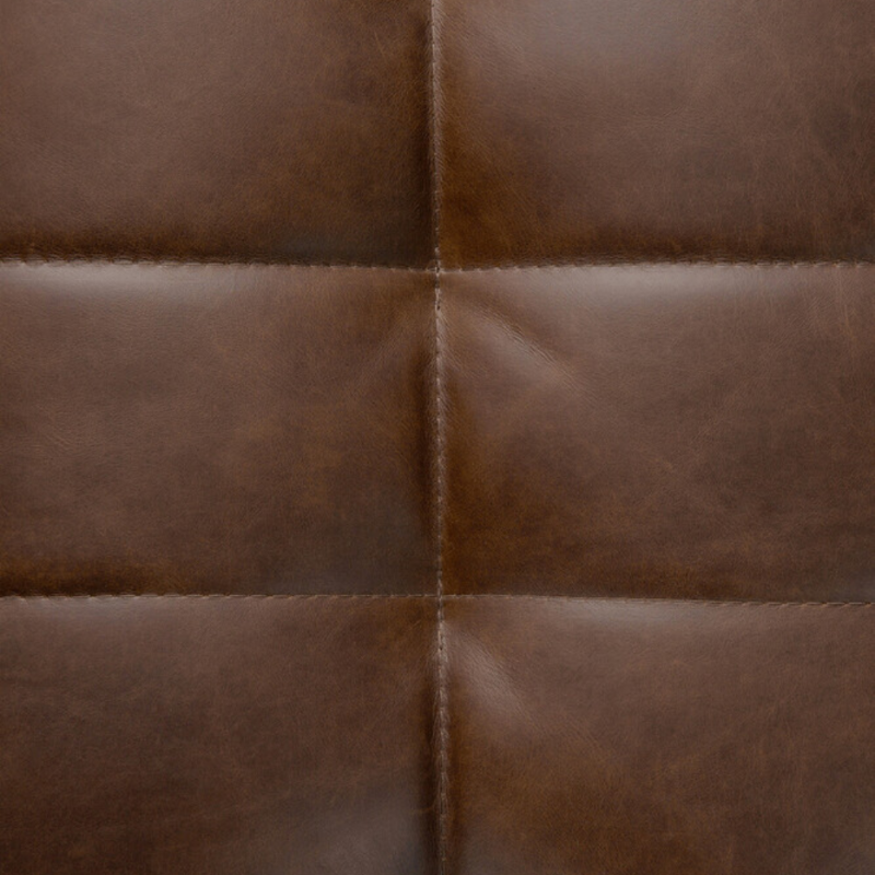 The N701 Round Leather Footstool from Ethnicraft with the details of the upholstery pattern.