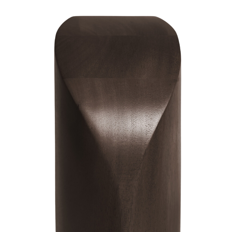 Up close image of the PI Book Ends in mahogany dark brown wood.