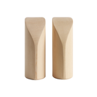 Two PI Book Ends in sycamore wood from the front.