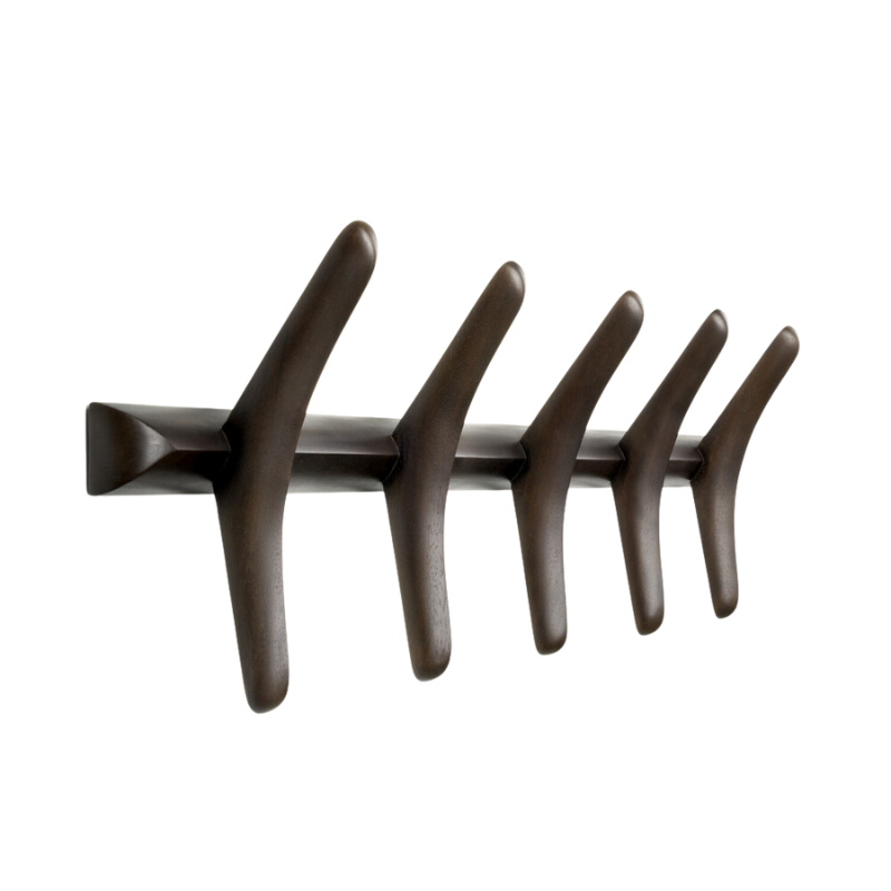 The dark brown mahogany PI Wall Coat Rack Mahogany by Ethnicraft.