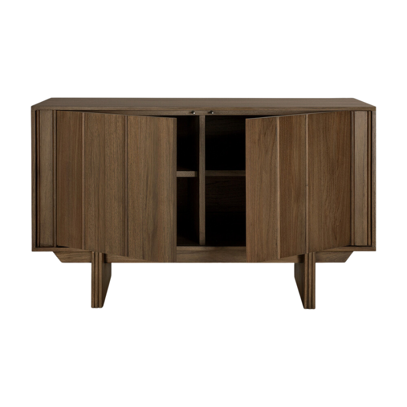 The 47-inch Pillar Sideboard by Ethnicraft with both doors open.